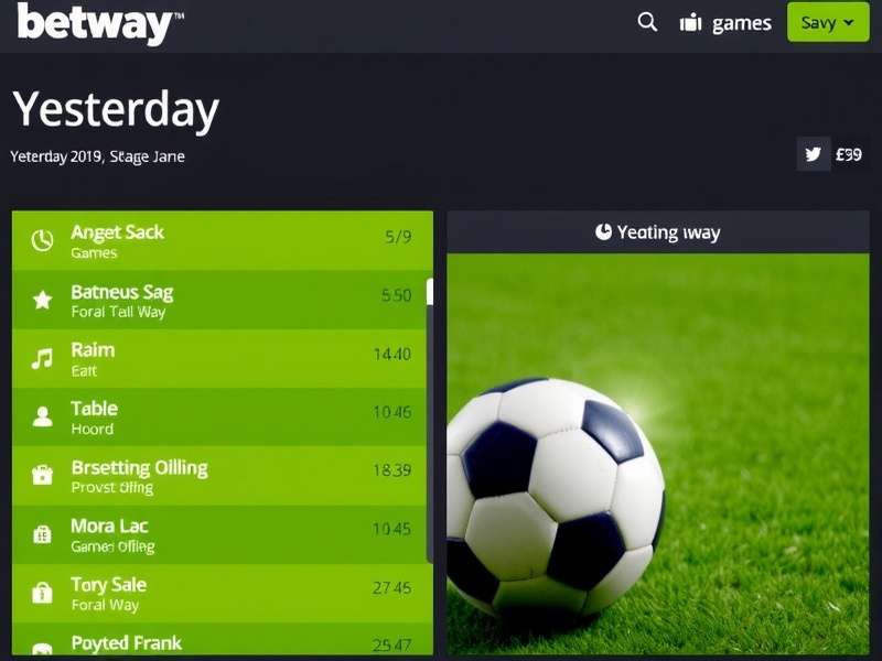 Betway games interface showing yesterday's results