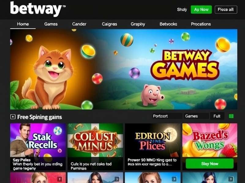 A vibrant display of Betway slot games with free spin bonuses active on screen